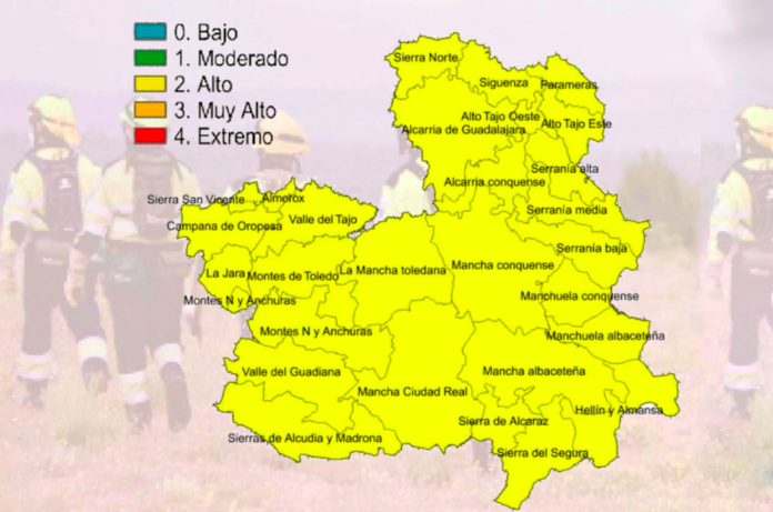 Mapa de peligro de incendios en Cuenca. Imagen recogida de Infocam